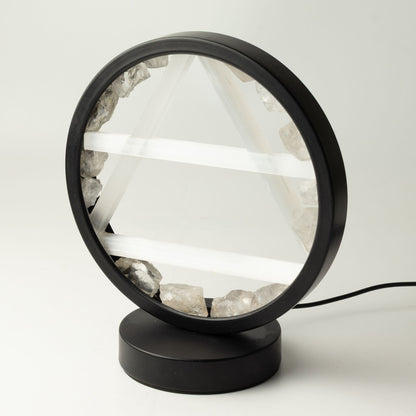 Air Gemstone Halo Lamp, Clear Quartz and Selenite