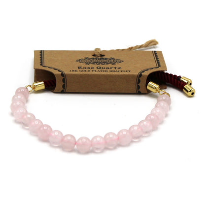 18K Gold Plated Gemstone Bordeaux String Bracelet - Rose Quartz – packaging
