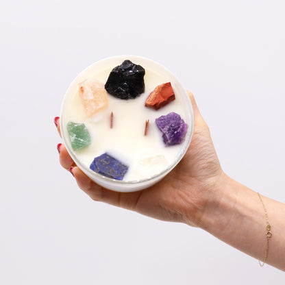 Seven Chakra Crystal Candle - Complete Energy Alignment (Large)