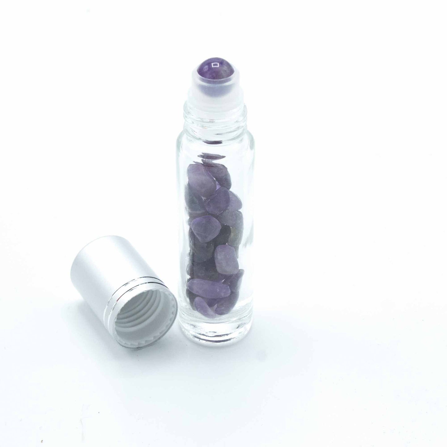 Amethyst Aura-Infused Essential Oil Roller Bottle Grey Top