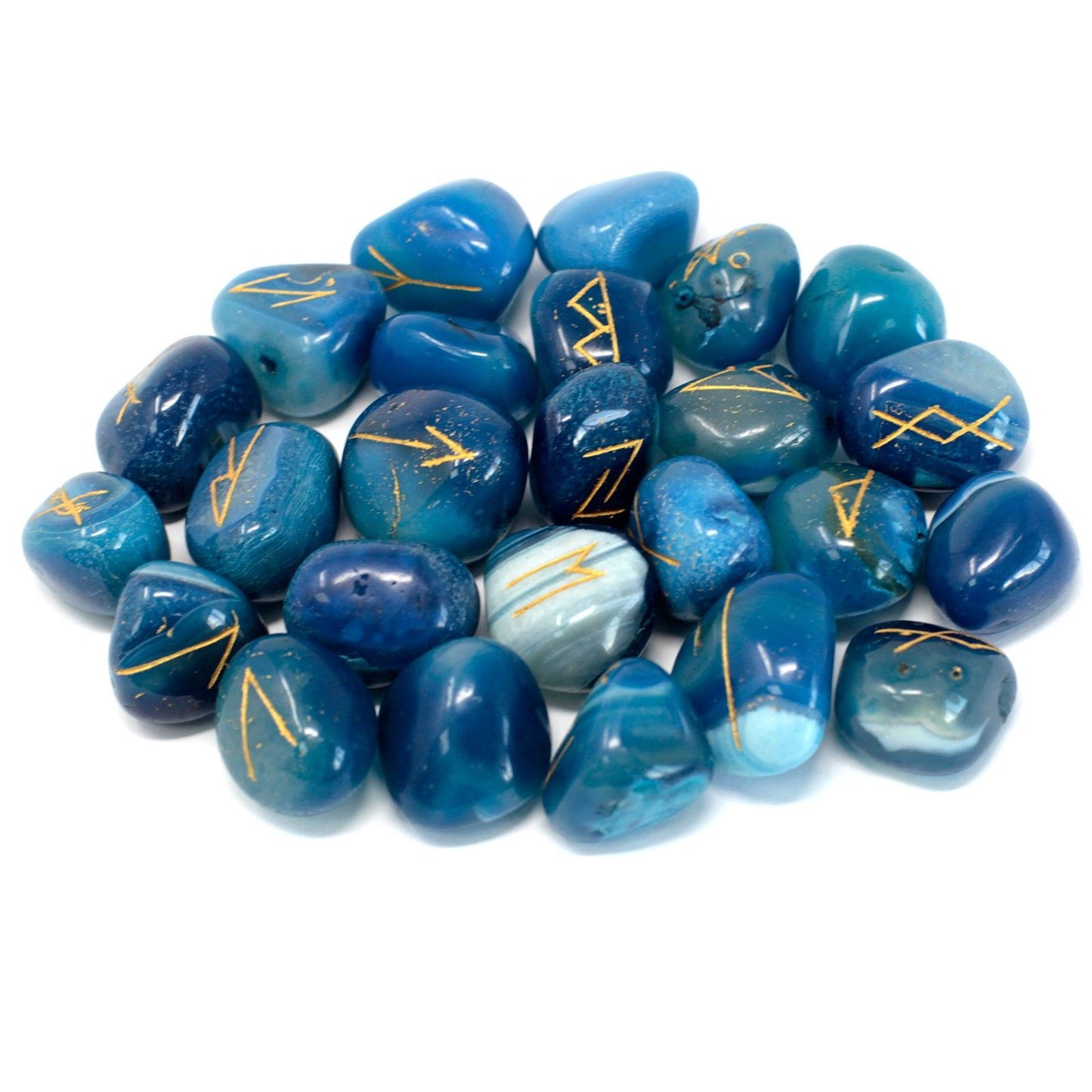 Runes Stone Set in Pouch - Blue Onyx | Auro & Co