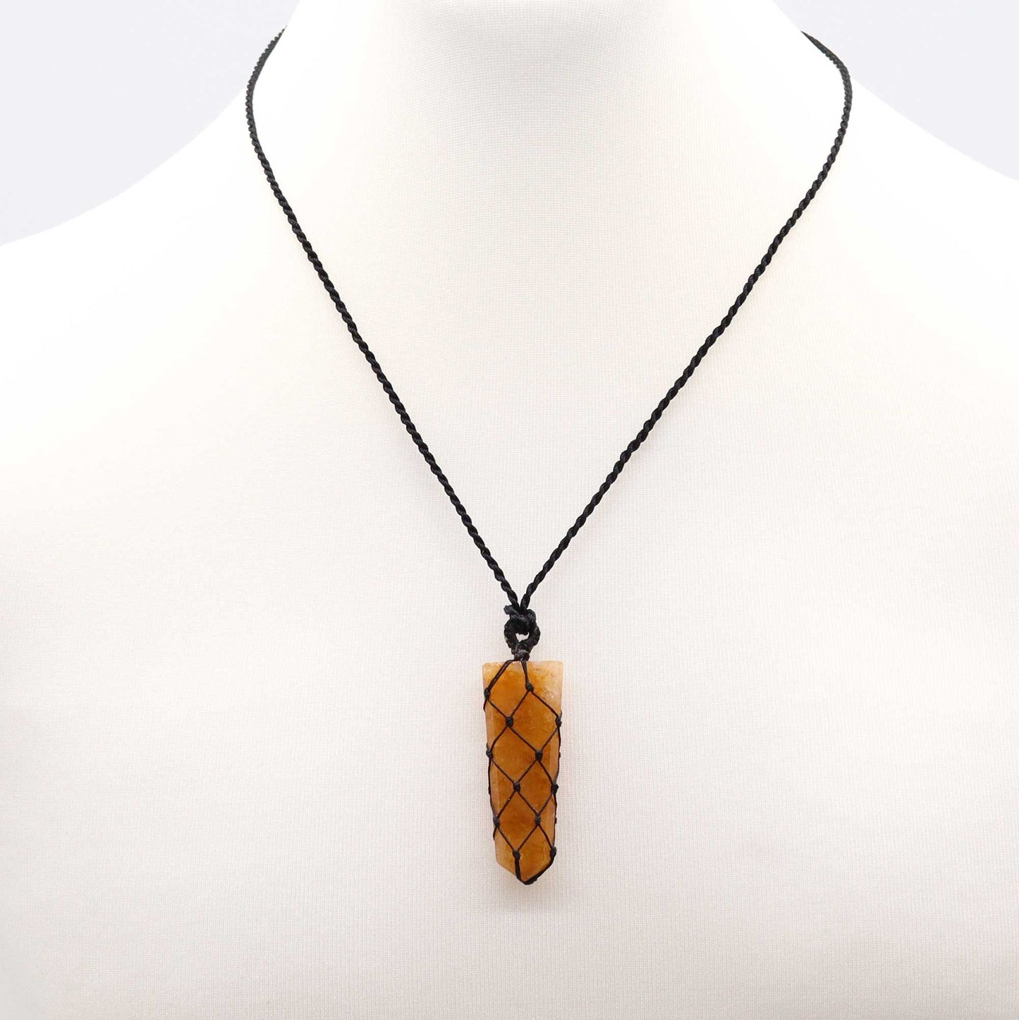 Laced Gemstone Flat Point Pendant - Golden Quartz – lifestyle shot
