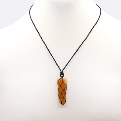 Laced Gemstone Flat Point Pendant - Golden Quartz – lifestyle shot