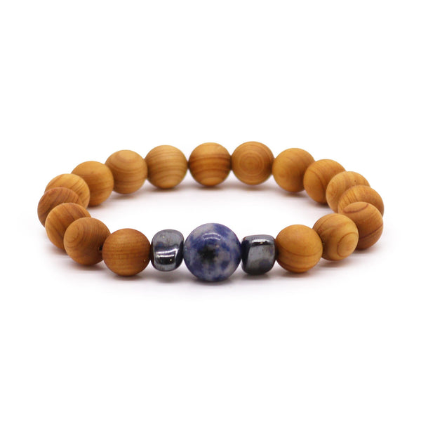 Cedarwood Throat Chakra Bangle with Sodalite | Auro & Co