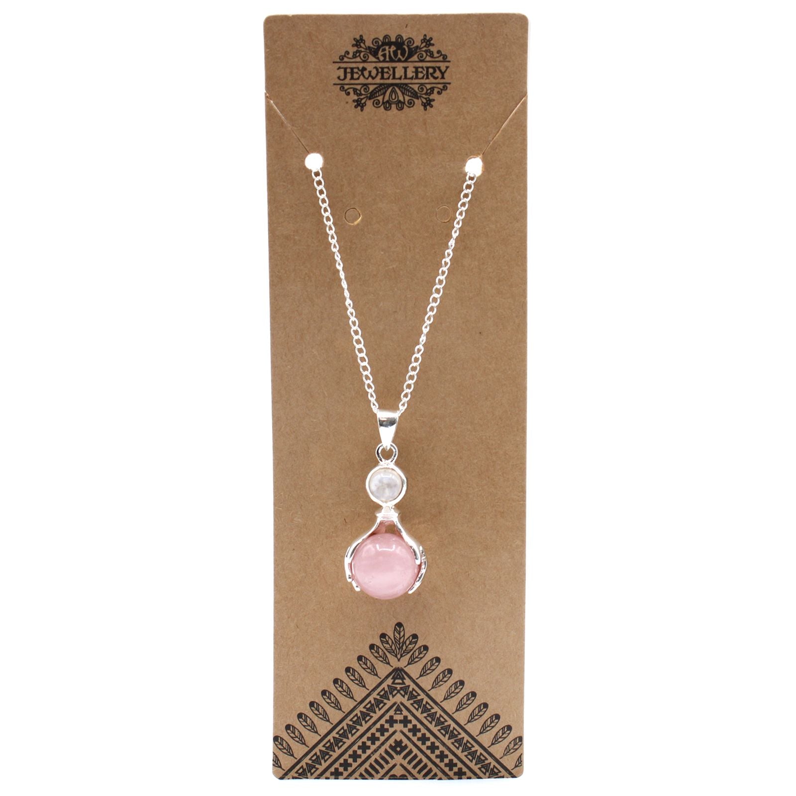 Gemstone Healing Hands Pendant - Rose Quartz – detail view