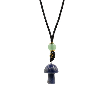 Cord Necklace Gemstone Pendant - Sodalite Mushroom | Auro & Co
