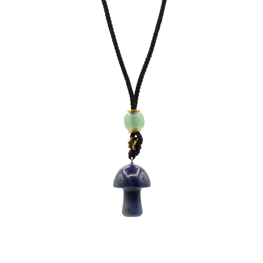 Cord Necklace Gemstone Pendant - Sodalite Mushroom | Auro & Co