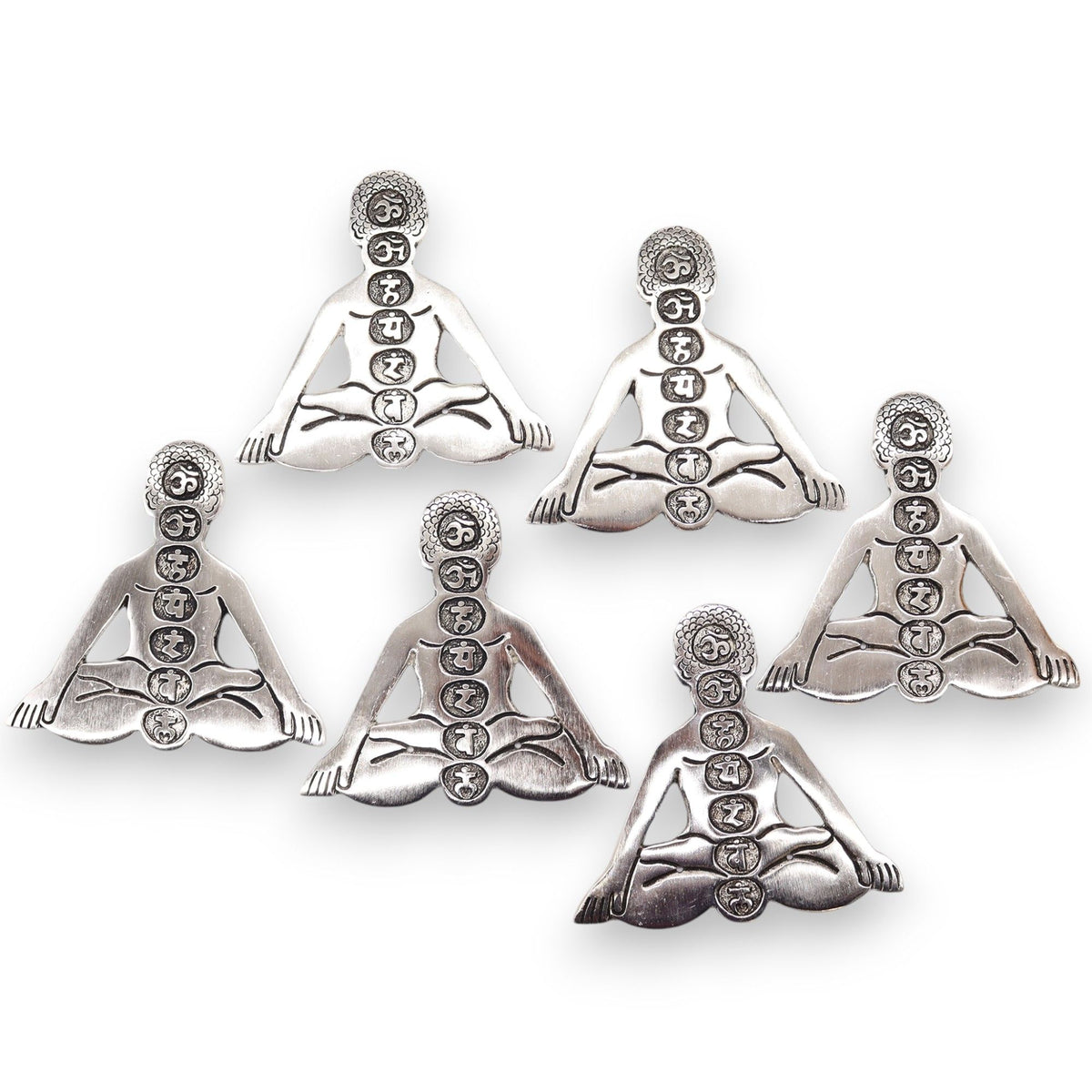 Seven Chakra Yoga Incense Holder, Polished Aluminium, 12cm