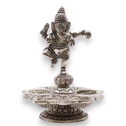 Dancing Ganesha Incense Cone Holder, Aluminium, 14 x 10cm