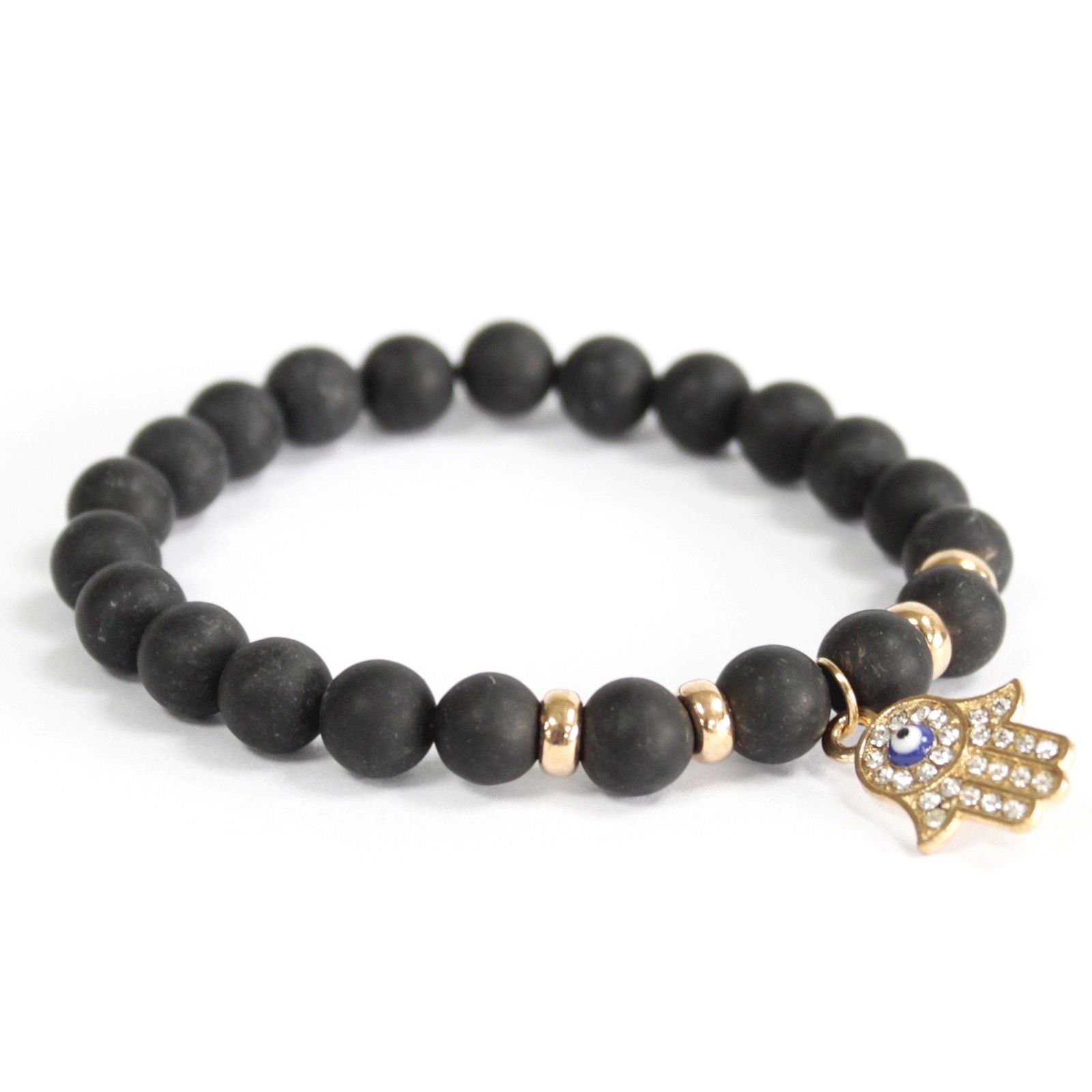 Hamsa / Black Agate - Gemstone Bracelet | Auro & Co