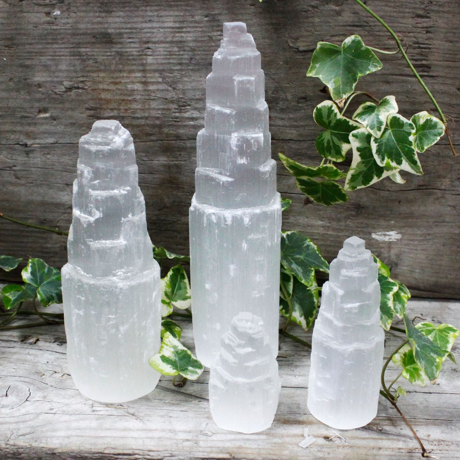 Natural Selenite Tower - 20 cm – lifestyle shot