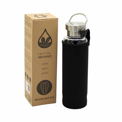 Crystal Infused Glass Water Bottle - Cleansing Clear Quartz - Obelisk – lifestyle shot