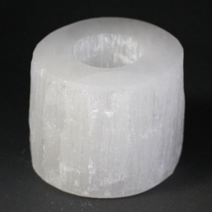 Selenite Cylinder Candle Holder - 8 cm – detail view