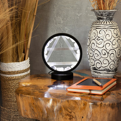 Air Gemstone Halo Lamp, Clear Quartz and Selenite