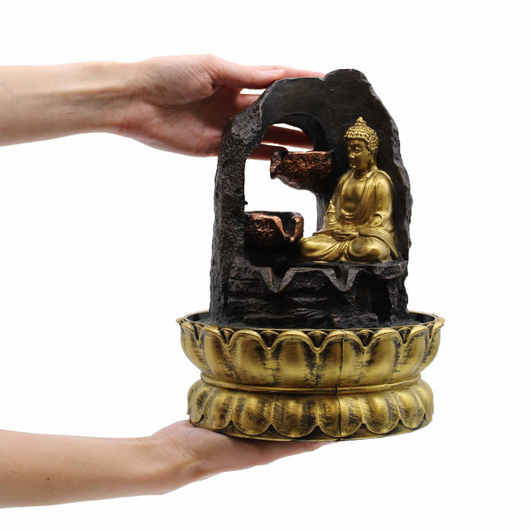 Tabletop Water Feature - 30cm - Golden Meditating Buddha | Auro & Co