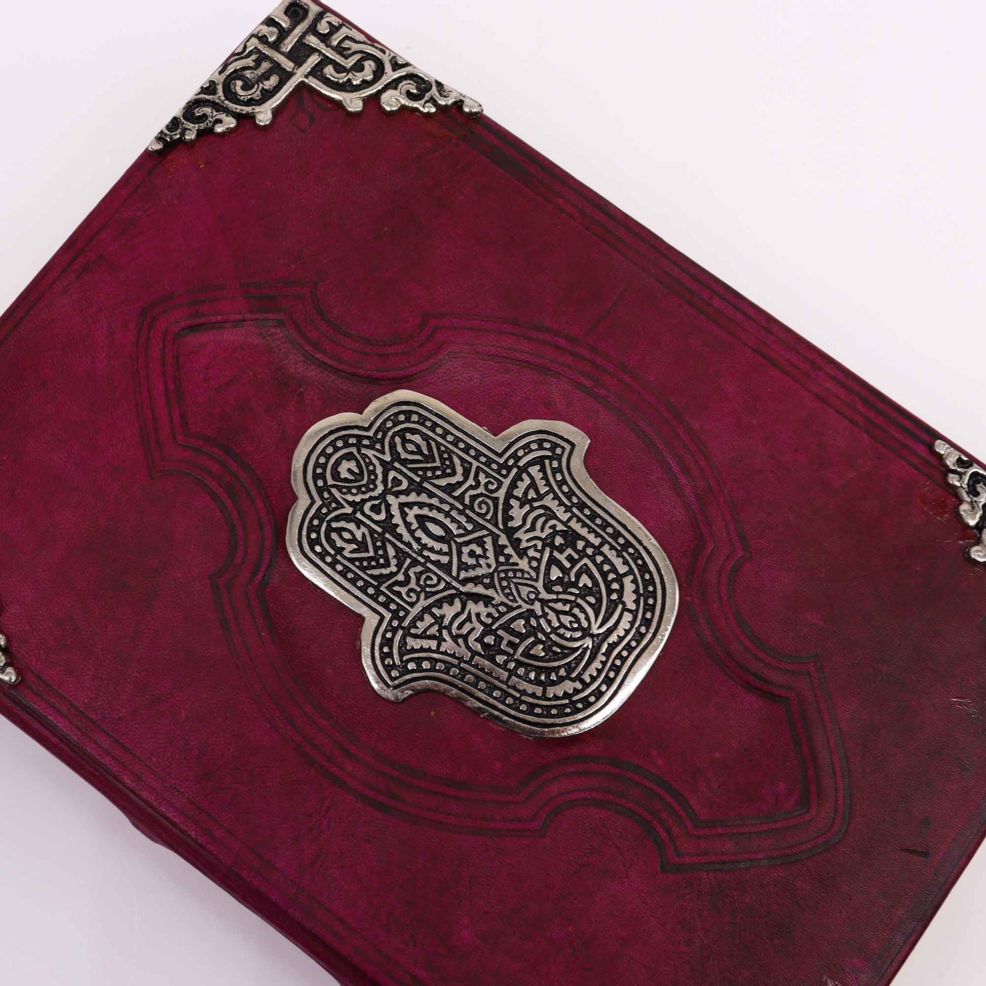 Heafty Red Tan Book - Zinc Hamsa Decor - 200 Deckle Edges Pages - 26x18cm – product image 5