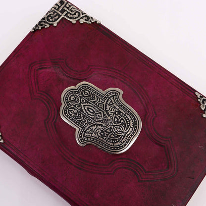 Heafty Red Tan Book - Zinc Hamsa Decor - 200 Deckle Edges Pages - 26x18cm – product image 5