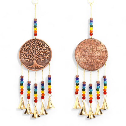 Tree of Life Brass Chime with Chakra Beads, Medium, 5 Bells