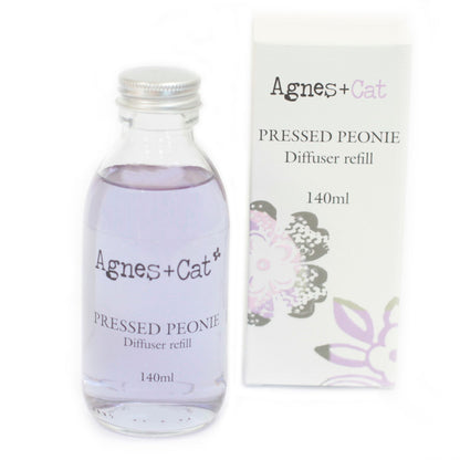 Agnes + Cat Reed Diffuser Refill - Pressed Peonies 150ml – packaging