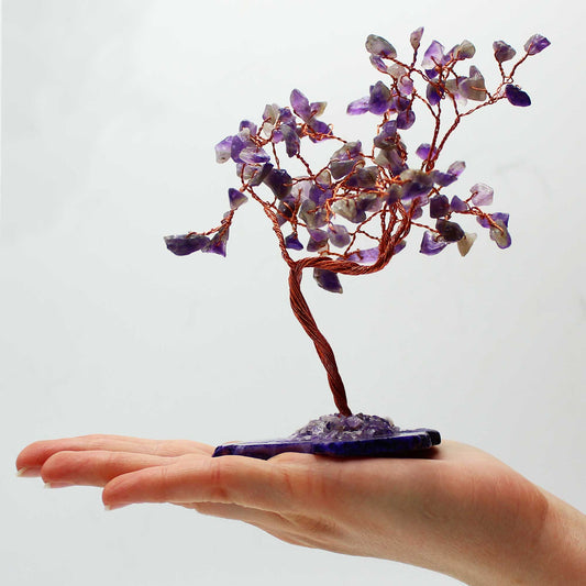 Lrg Gemstone Tree - Amethyst on Natural Agate Base (100 stones) – lifestyle shot