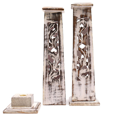 Tapered Incense Tower Washed Des2 - Mango Wood | Auro & Co