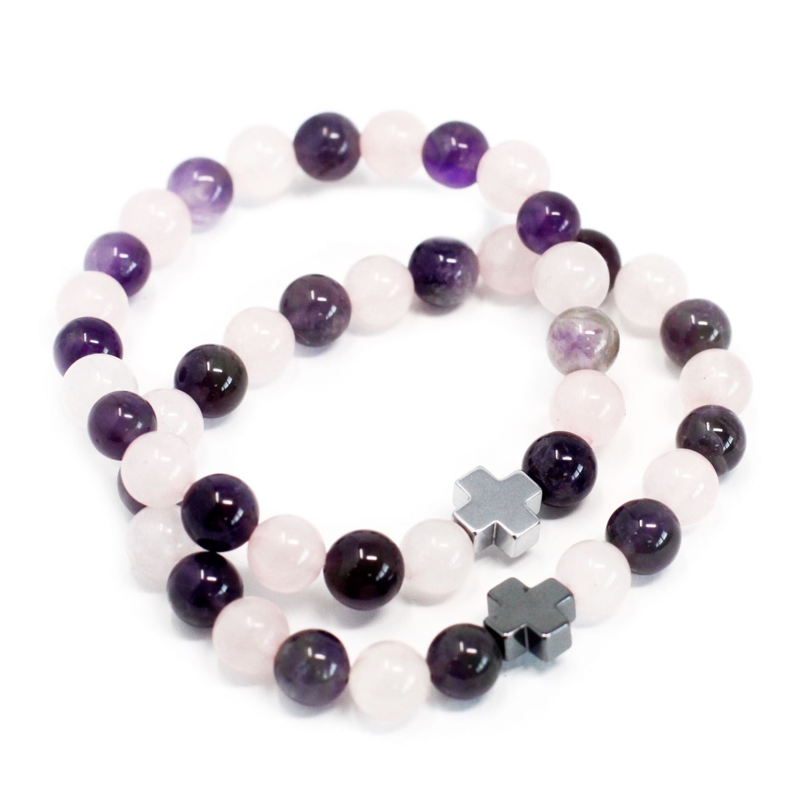 Set of 2 Gemstones Friendship Bracelets - Love - Amethyst & Rose Quartz – product image 12