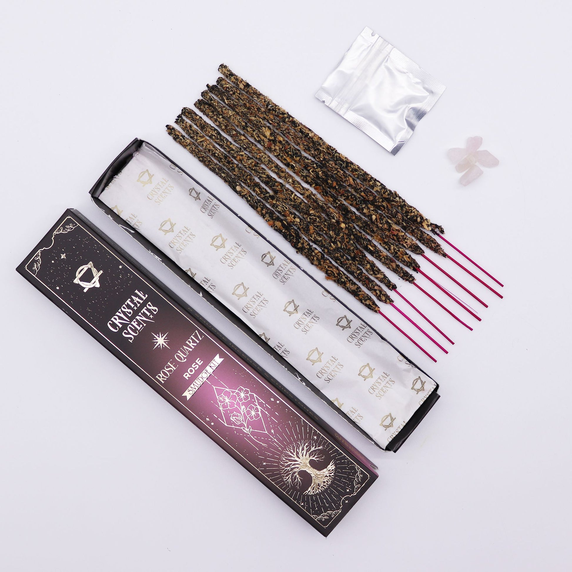 Rose Quartz Crystal Scents Smudge Incense - Rose | Auro & Co