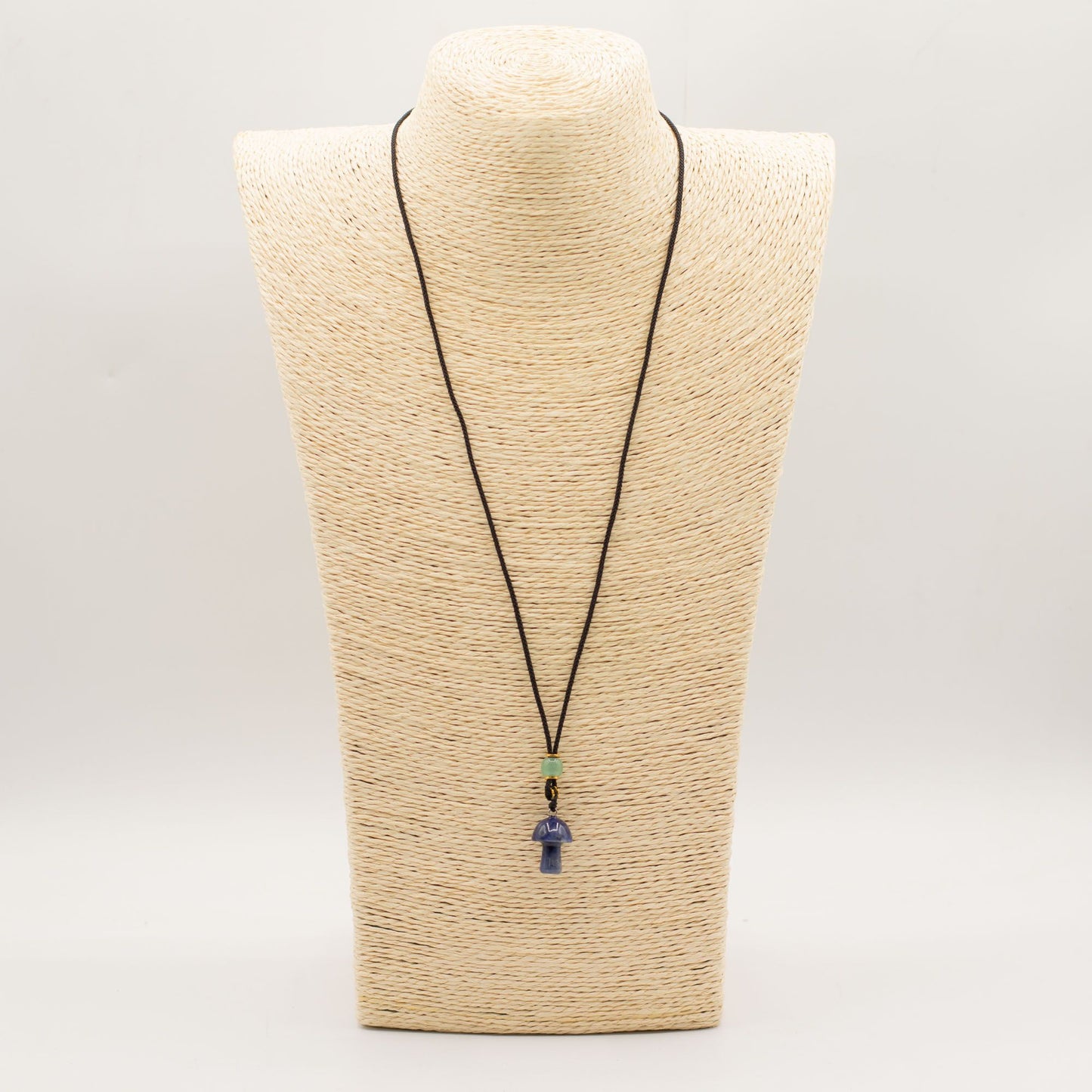 Cord Necklace Gemstone Pendant - Sodalite Mushroom – detail view