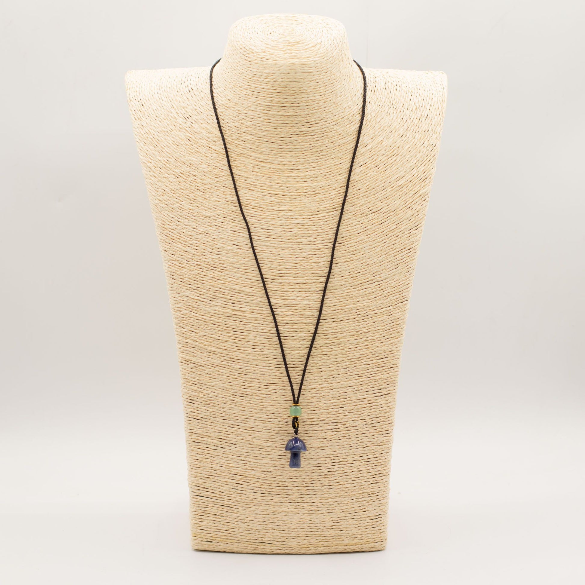 Cord Necklace Gemstone Pendant - Sodalite Mushroom – detail view