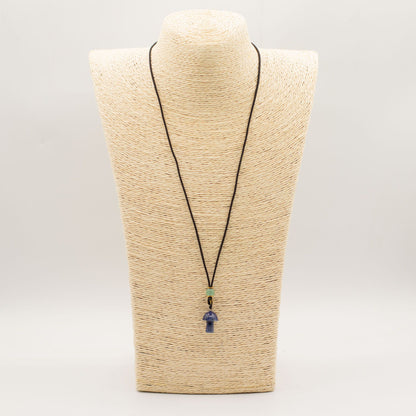 Cord Necklace Gemstone Pendant - Sodalite Mushroom – detail view