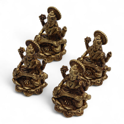 Saraswati Brass Miniature Figure, Large, 5.5cm