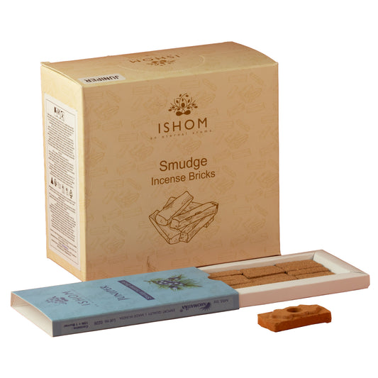 Juniper Natural Incense Smudge Bricks, Pack of 15 with Burner