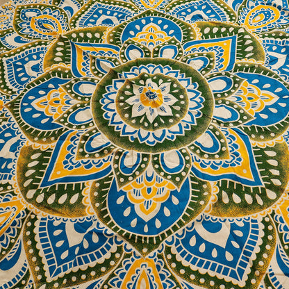 Large Mandala Roundy Art (180cm) - Yellow & Blue