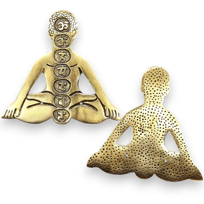 Seven Chakra Yoga Incense Holder, Gold Aluminium, 12cm