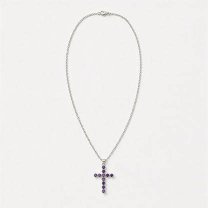 Indian Devotional Pendant - Silver Plated (45cm Chain)- Ionite Crucifix | Auro & Co