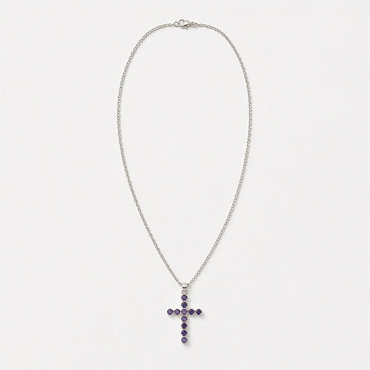 Indian Devotional Pendant - Silver Plated (45cm Chain)- Ionite Crucifix | Auro & Co