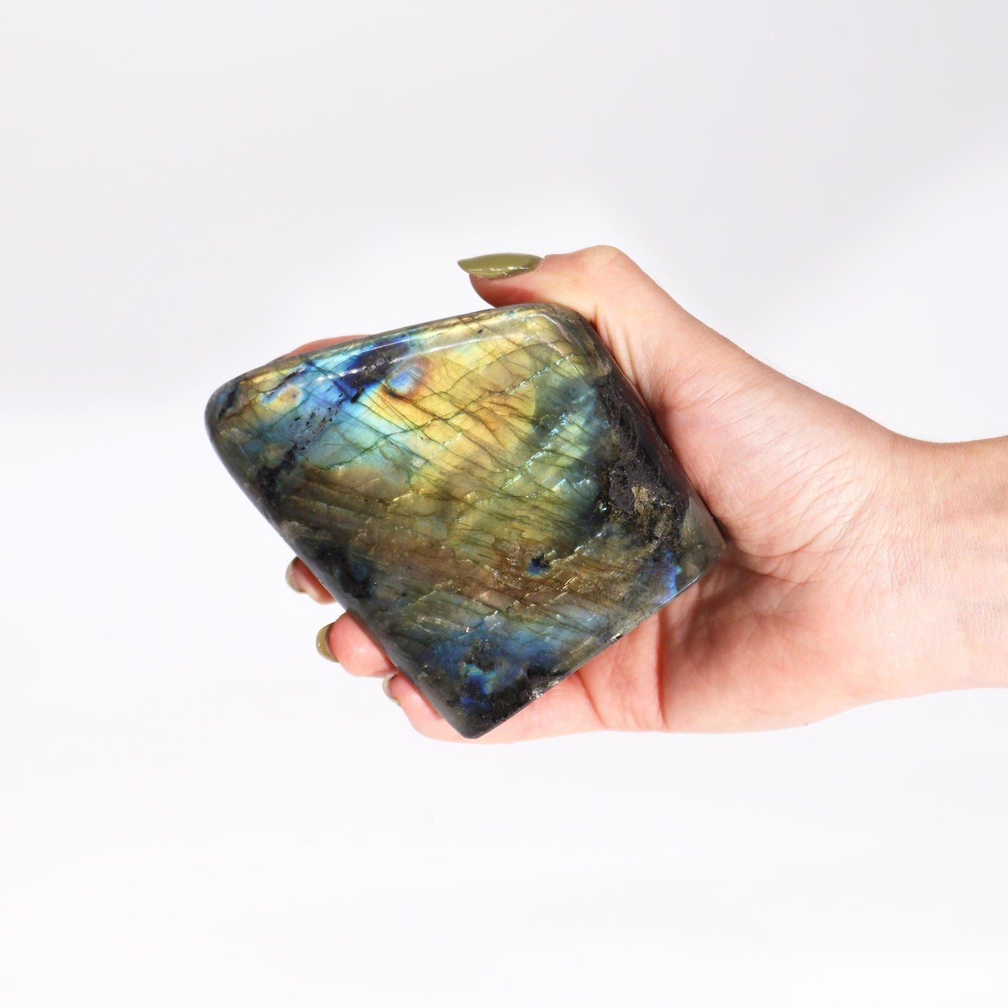 Madagascar Labradorite Large Stone (approx 550-750gms  110-140mm) – lifestyle shot