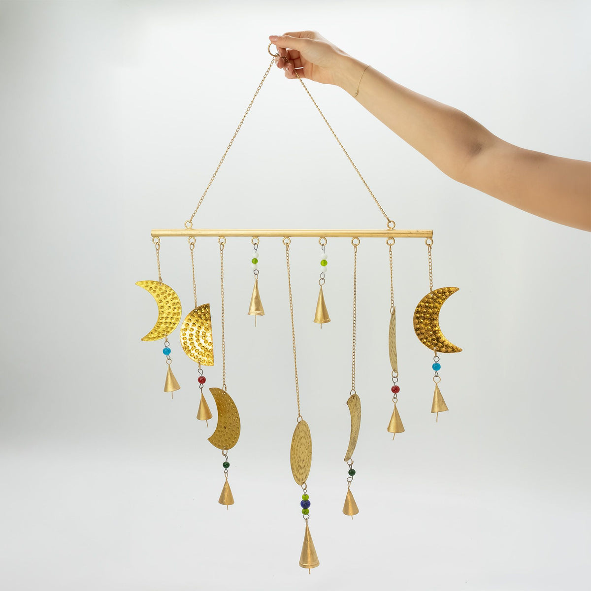 Moon Phases Brass Bell Chime, 43 x 40cm