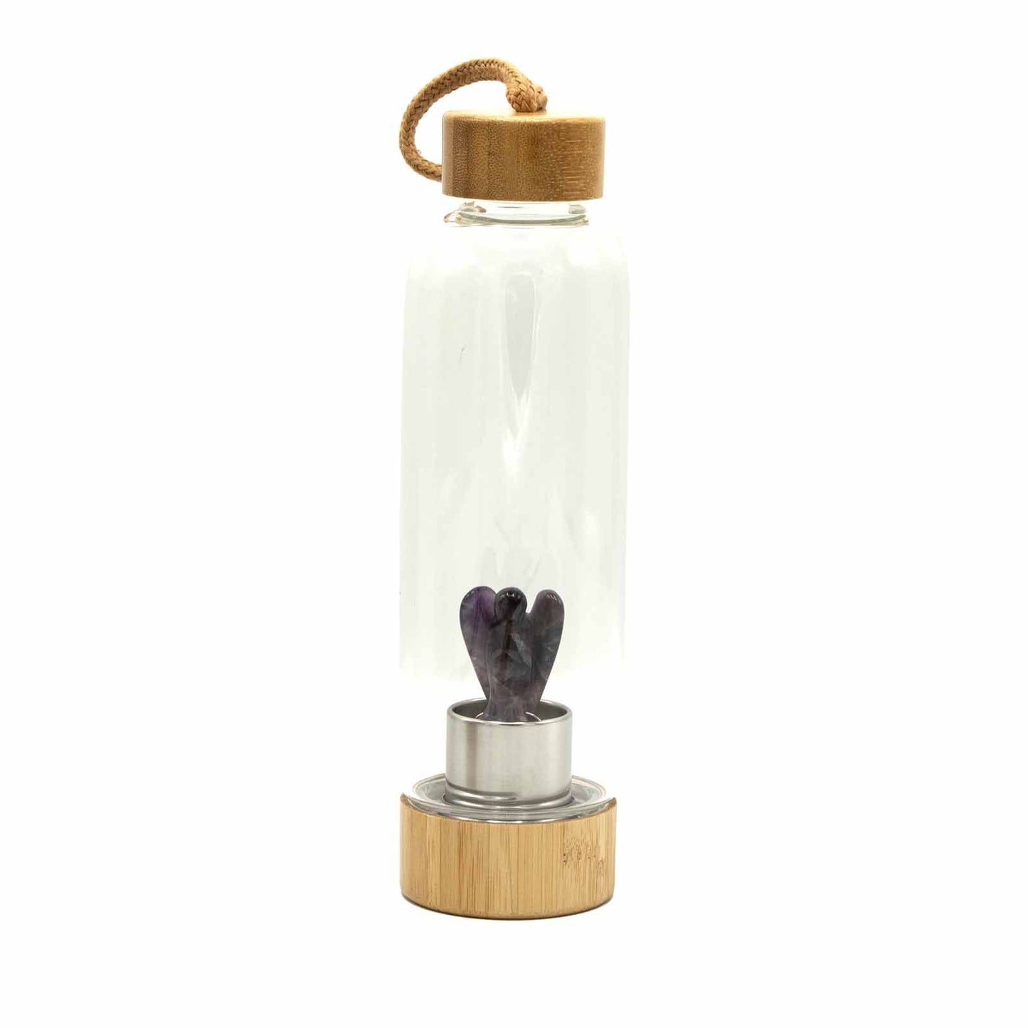 Crystal Infused Glass Water Bottle - Relaxing Amethyst - Angel | Auro & Co