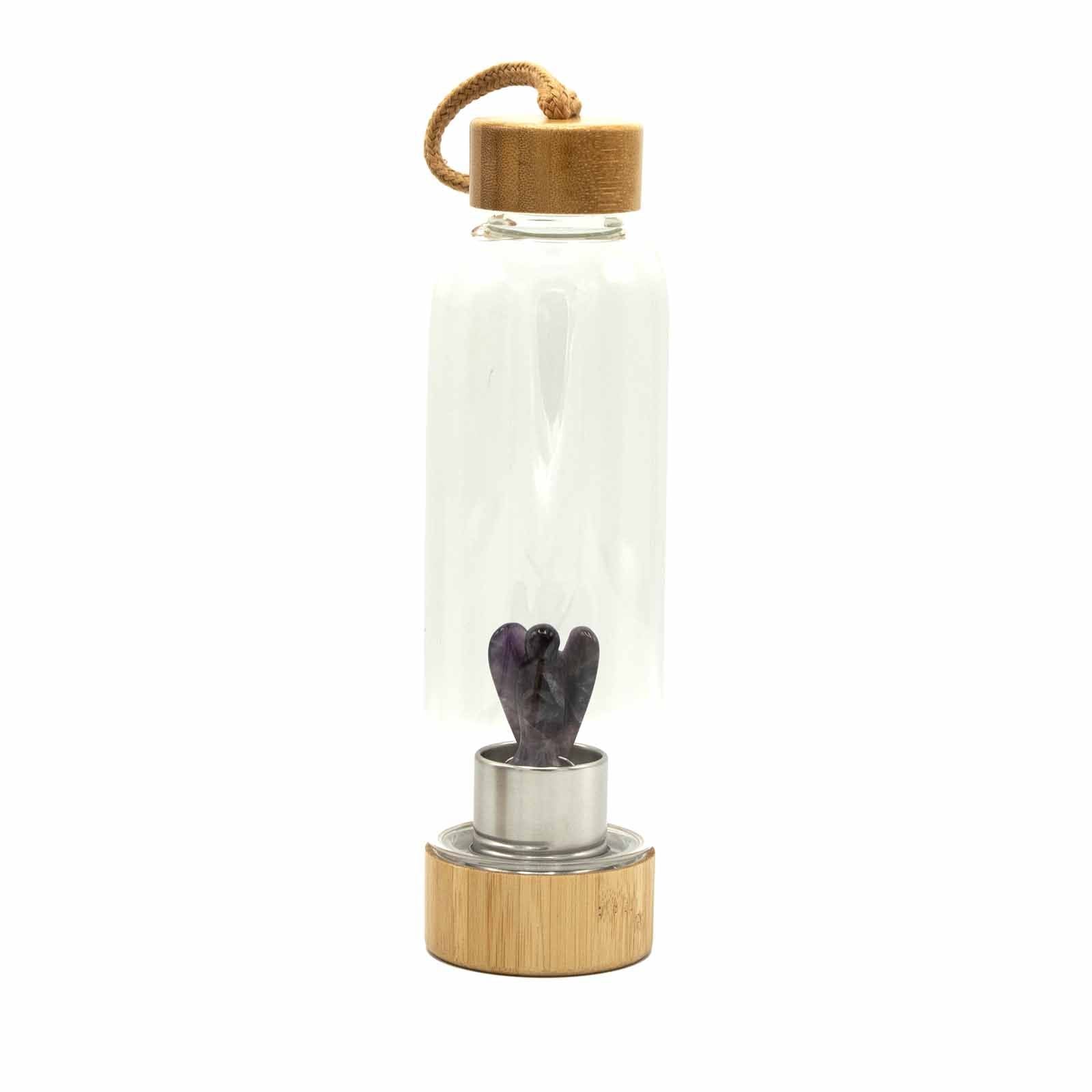 Crystal Infused Glass Water Bottle - Relaxing Amethyst - Angel | Auro & Co