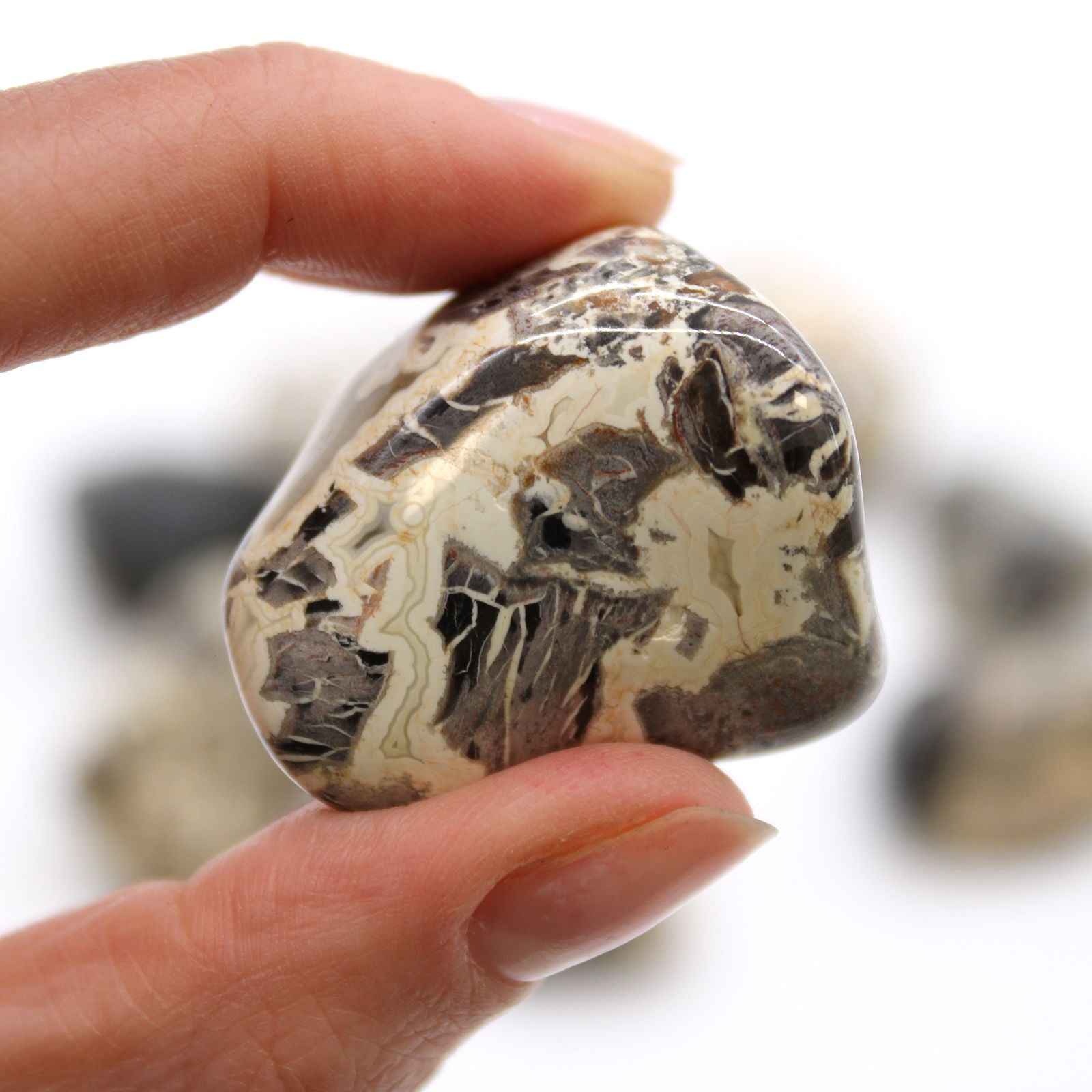 XL Tumble Stones - Jasper - Silverleaf – detail view
