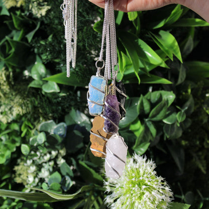 Cascade Wrapped Gemstone Necklace - Rough Opalite – lifestyle shot