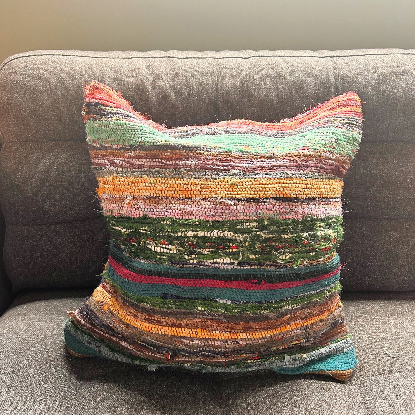 Rag Rug Cushion Covers - Charcoal Greys – detail view