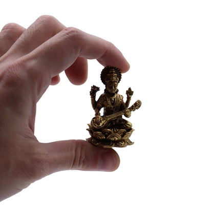 Saraswati Brass Miniature Figure, Large, 5.5cm