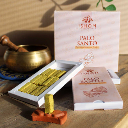 Pack of 15 Natural Incense Smudge Bricks and Burner - Palo Santo – detail view