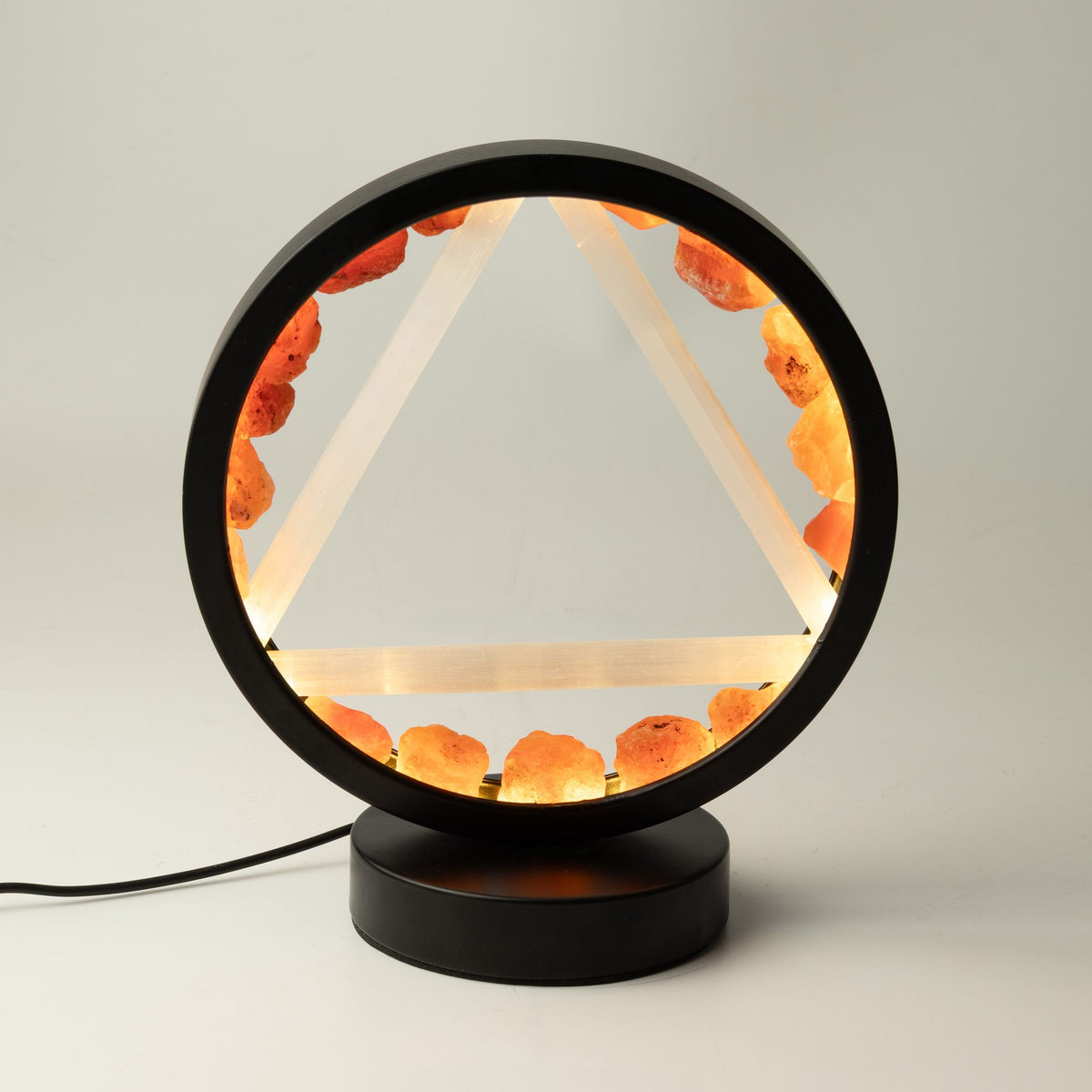 Fire Gemstone Halo Lamp, Carnelian and Selenite