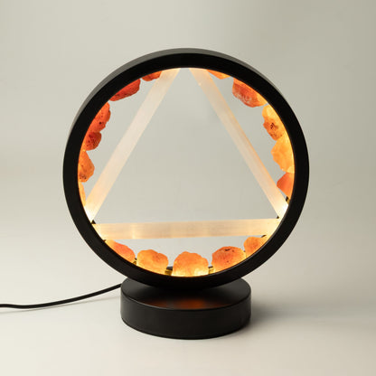 Fire Gemstone Halo Lamp, Carnelian and Selenite
