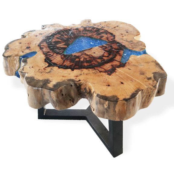 Ocean Rift Table – Hand-Shaped Wood & Resin Piece