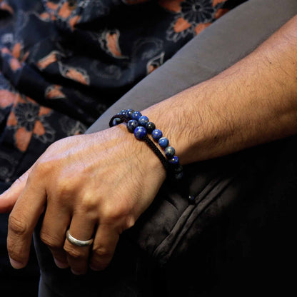 Gemstone Double Power Bracelets- Lapis Lazuli – lifestyle shot