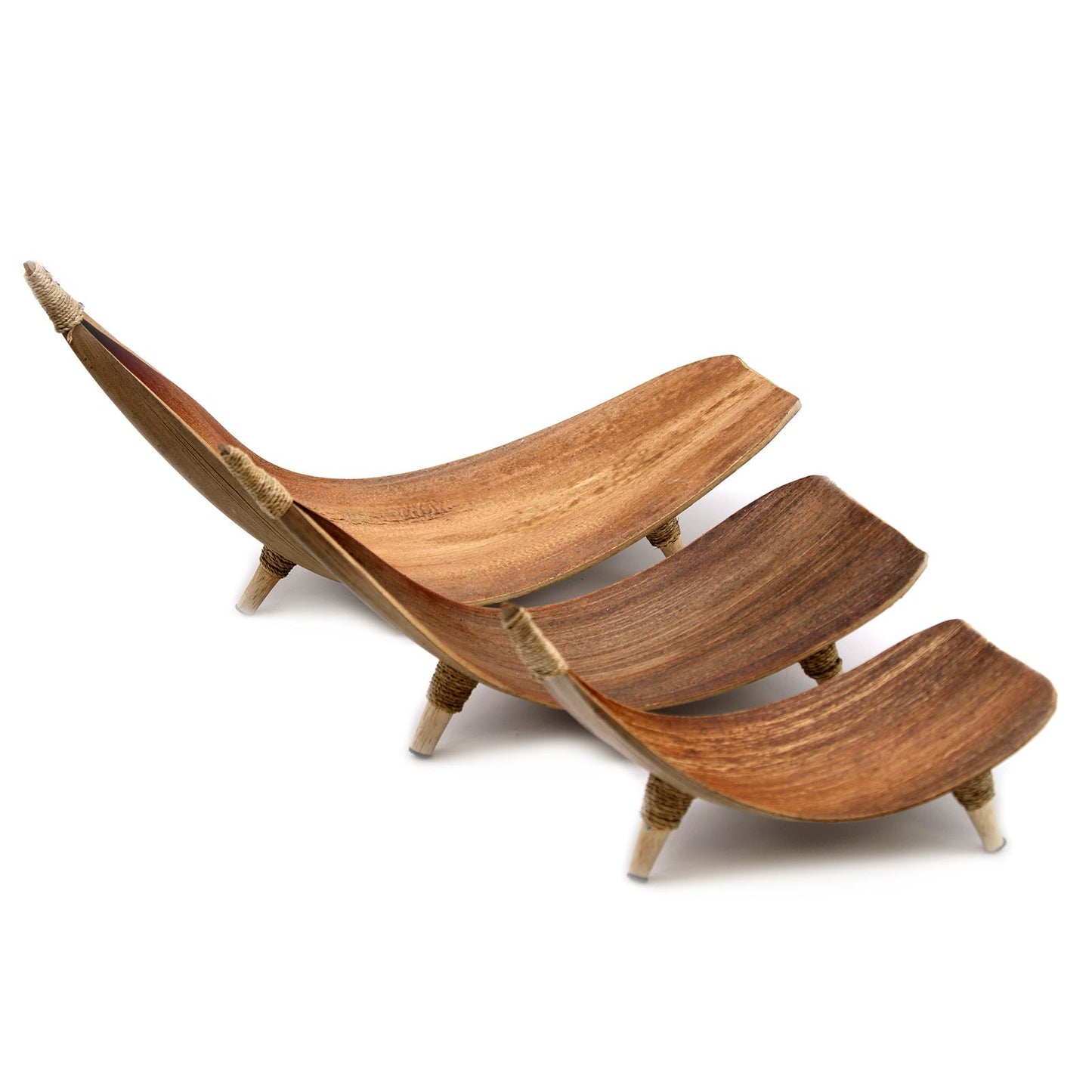Curved Artisan Display Bowls – Natural Wood Finish (Set of 3) | Auro & Co
